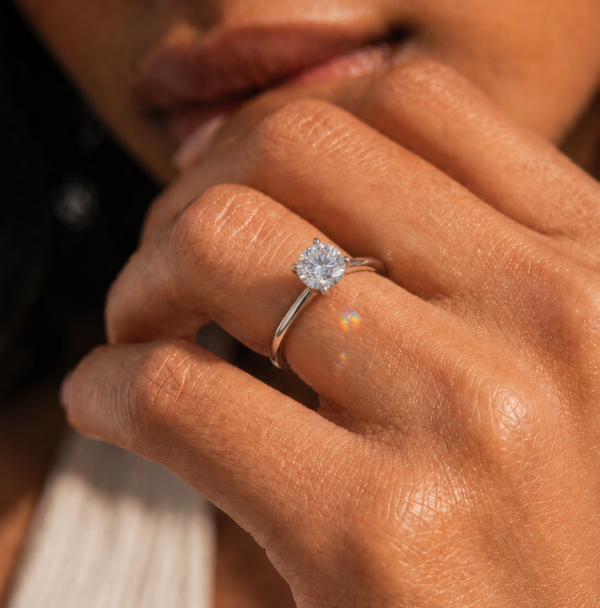 Classic Four Prong Solitaire Ring in 14K White Gold
