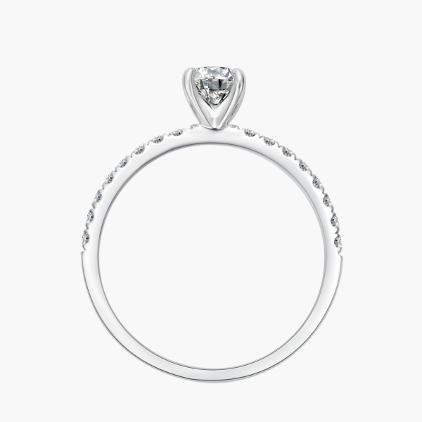 11671560 产品图 侧 Pavé Oval Diamond Ring with 14k White Gold