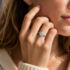 Classic Pavé Halo Pear Diamond Ring with 14k White Gold
