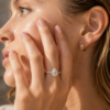 Classic Pavé Halo Pear Diamond Ring with 14k White Gold