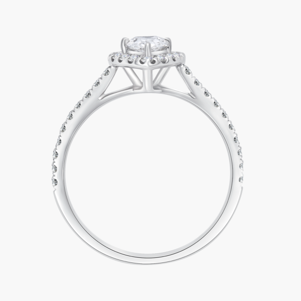 Classic Pavé Halo Pear Diamond Ring with 14k White Gold