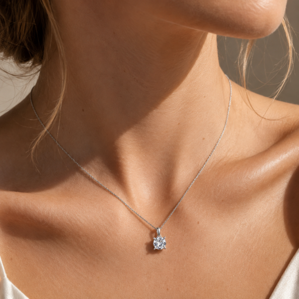 Four Prong Solitaire Pendant In 14K White Gold