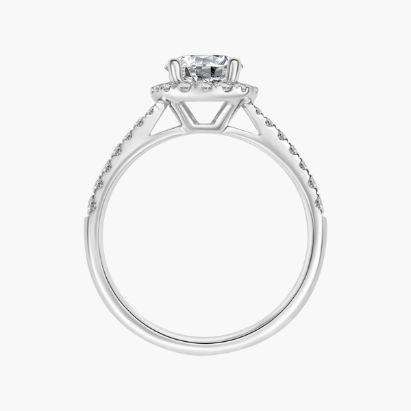 Classic Cusion Halo Round Diamond Ring with 14k White Gold