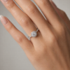 Classic Cusion Halo Round Diamond Ring with 14k White Gold
