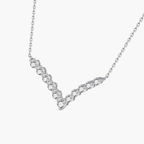 V Shaped Bar Necklace In 14k White Gold