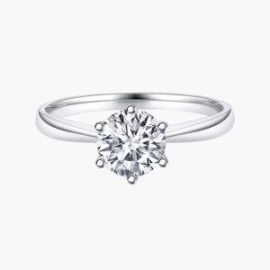Classic Six Prong Solitaire Ring in 14K White Gold