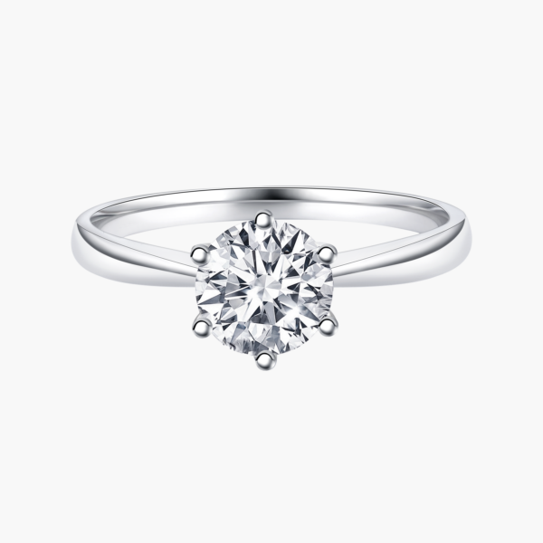 Classic Six Prong Solitaire Ring in 14K White Gold