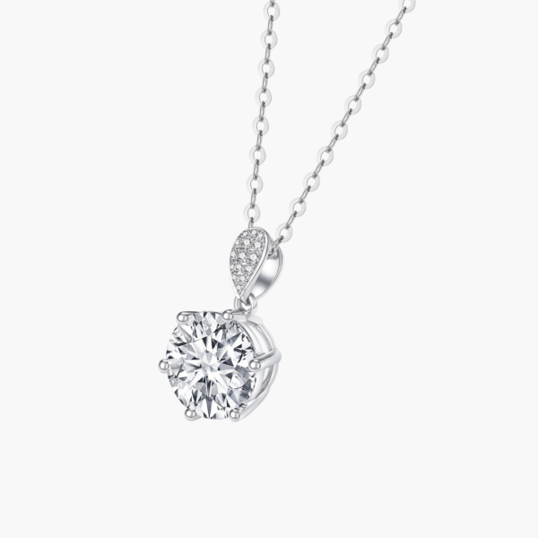 Six Prones Solitaire Pendant with 14k White Gold