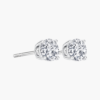 四爪单圆钻 Four Prong Round Diamond Stud Earrings in 14k White Gold