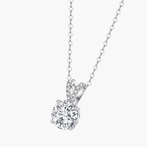 Four Prong Solitaire Pendant In 14K White Gold