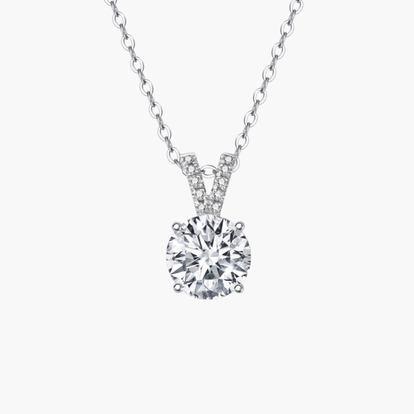 Four Prong Solitaire Pendant In 14K White Gold
