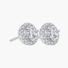 四爪圆围耳钉 Halo Earring Studs In 14K White Gold