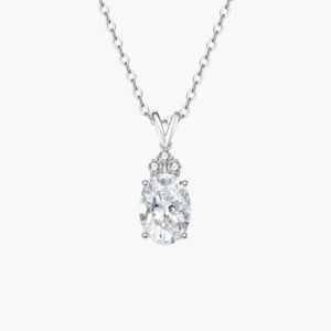 Oval Shaped Pendant Necklace in 14k White Gold