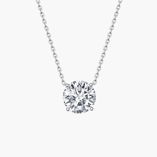 Four Prong Solitaire Necklace In 14K White Gold