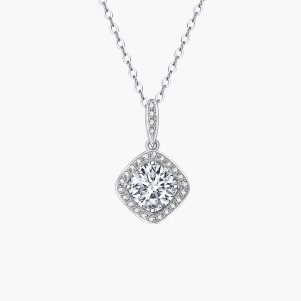 Halo Diamond Pendant in 14k White Gold