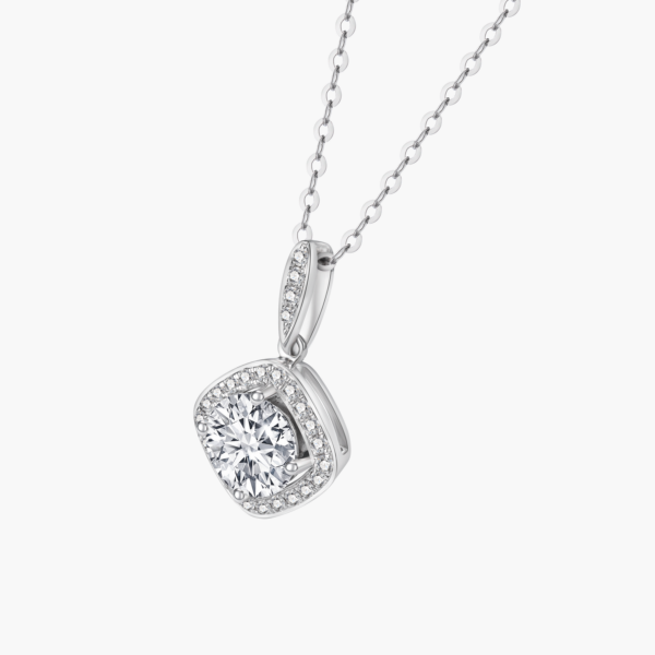 Halo Diamond Pendant in 14k White Gold