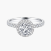 圆钻围镶R123031 Classic Pavé Halo Round Diamond Ring with 14k White Gold