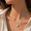 圆钻圆围mt Halo Diamond Pendant in 14k White Gold