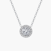 圆钻圆围素项链 Halo Diamond Pendant in 14k White Gold