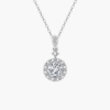 圆钻圆围项链 Halo Round Diamond Pendant In 14k White Gold