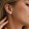 Cushion Halo Earring Studs In 14K White Gold