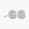 Cushion Halo Earring Studs In 14K White Gold