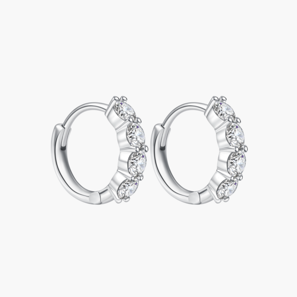 排钻耳钉 Diamond Hoop Earrings in 14K White Gold