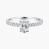 椭圆绒臂带钻11671560 Pavé Oval Diamond Ring with 14k White Gold