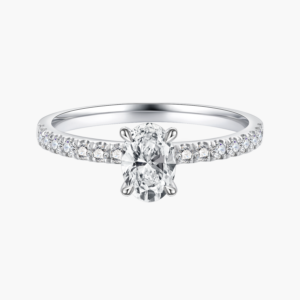 Pavé Oval Diamond Ring with 14k White Gold