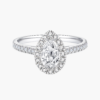 Classic Pavé Halo Pear Diamond Ring with 14k White Gold