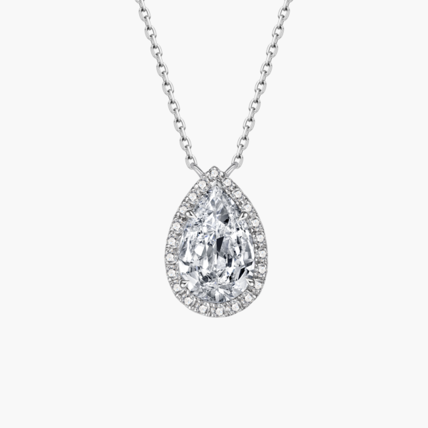 Halo Pendant Neckalce in 14k White Gold