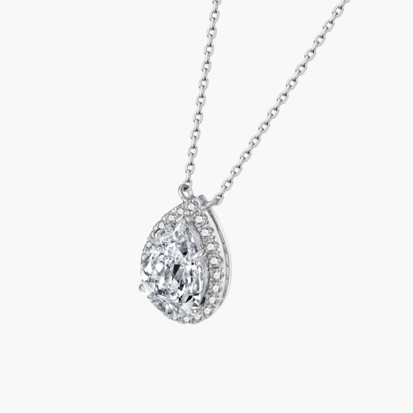 Halo Pendant Neckalce in 14k White Gold