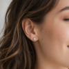 泡泡耳钉模特图2 Bezel Set Diamond Stud Earrings In 14K White Gold