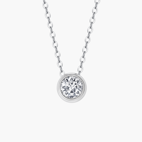 泡泡项链 Bezel Solitaire with 14k White Gold