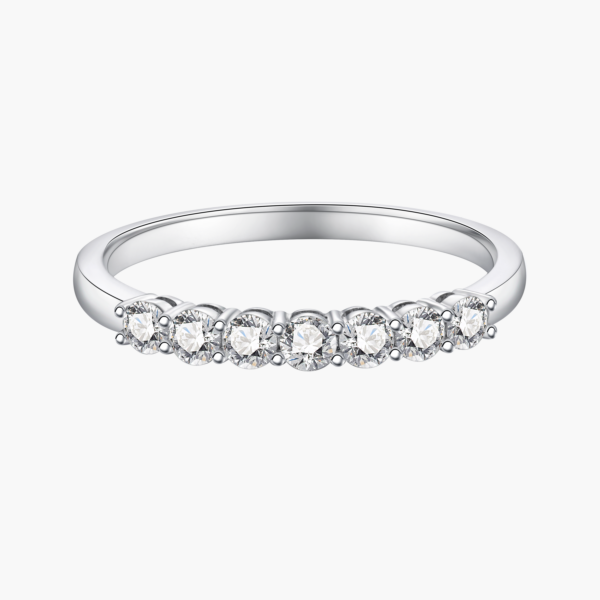 直排钻18568549 Seven Stone Round Diamond Ring In 14K White Gold